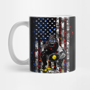 Softball Catcher American Flag Patriotic Fastpitch Softball Gifts Mug